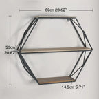 Wall Shelves - Floating Wood Hexagon, side view - House Of Avana [[SKU:HOA-DSH-013]]