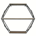 Wall Shelves - Floating Wood Hexagon, angled view - House Of Avana [[SKU:HOA-DSH-013]]