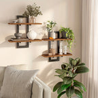 Rustic Style Floating Shelves Set of 2 - Manufactured Wood Wall Hanging Storage - 2-Tier Wall Mounted Shelves for Living Room, Bedroom, Bathroom, Kitchen - Unfinished Decorative Shelf without Electricity House Of Avana