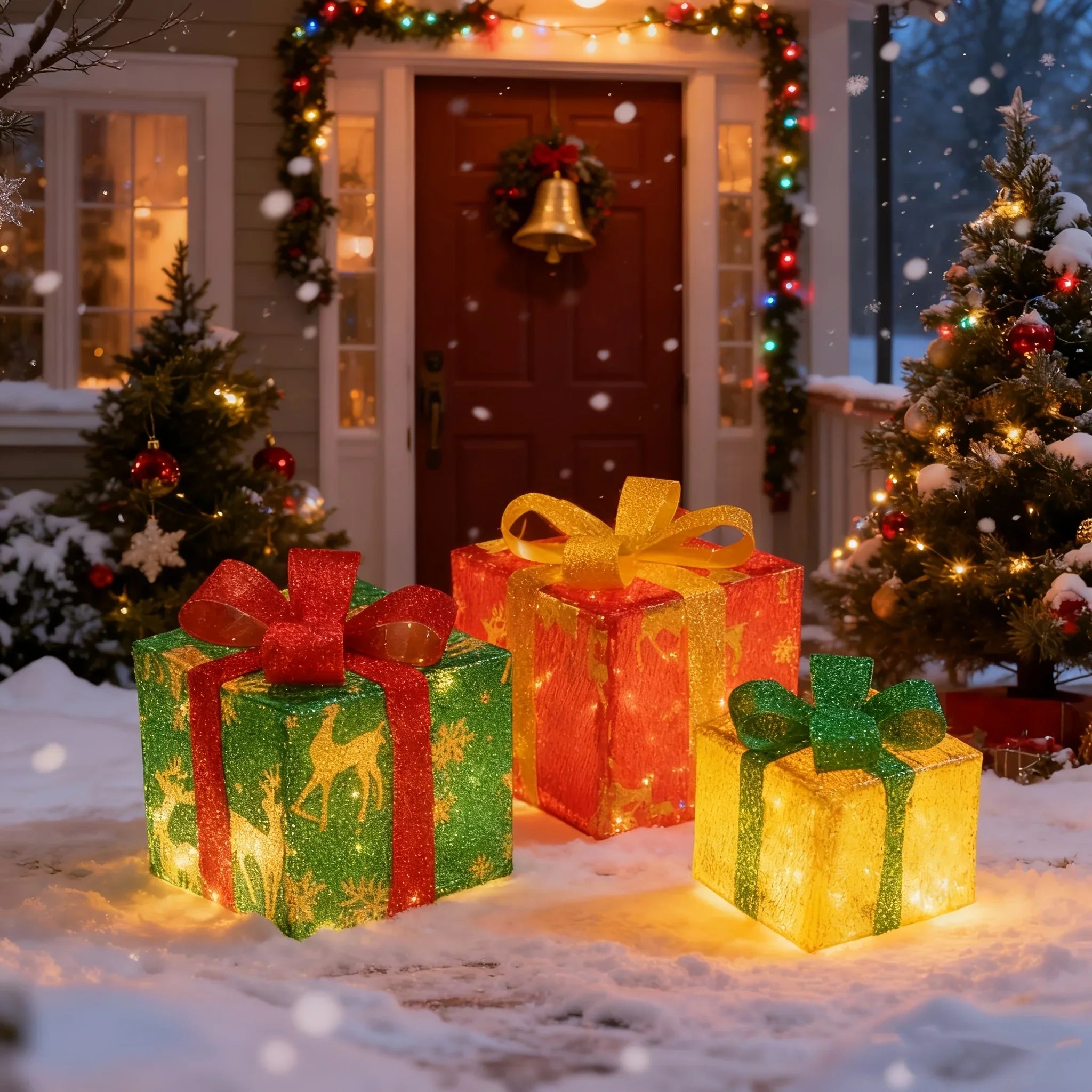 3pcs Set of Glowing Boxes, Warm Glowing Box Decorations, Boxes with Trees, Home Decor, Decorations, New Year Decorations House Of Avana