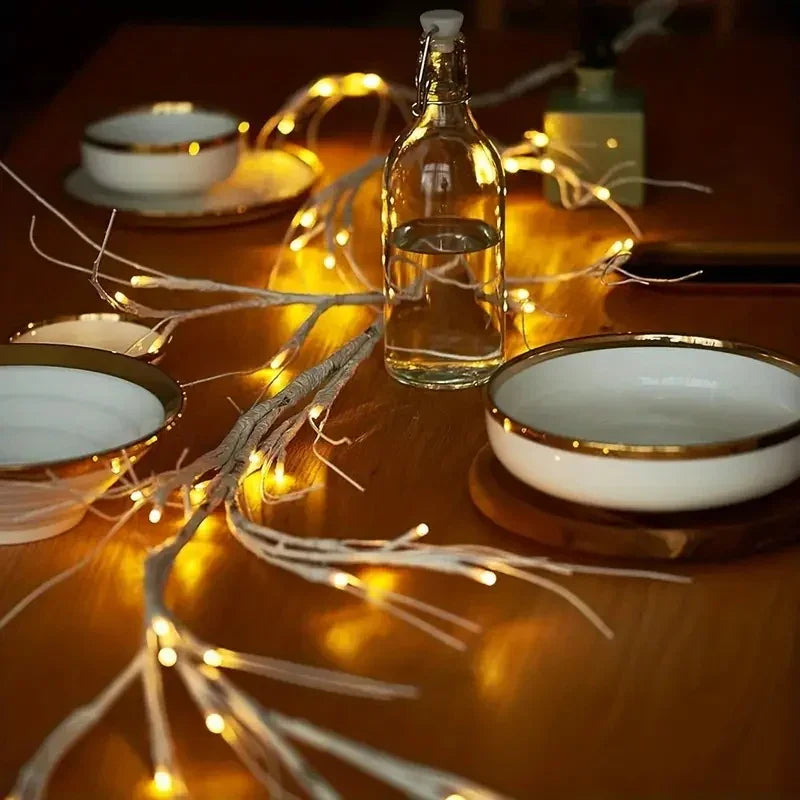 6ft Pre-Lit Birch Garland with 48 Warm White LEDs - Battery- Indoor/Outdoor Christmas Decoration with Remote Control & Timer, Realistic Branches with Fake Snow & Leaves, Durable Plastic for Fireplace Mantel, Table Centerpiece House Of Avana