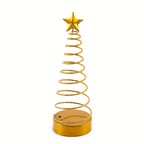 Shenzhi Tech LED Spiral Star Tree Light with Warm White Twinkling & Golden Star Topper - Modern Metal /Outdoor Tabletop Christmas Wedding Party Decor, Plug-Free Portable Spiral Lamp (AA Not House Of Avana