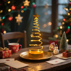 Shenzhi Tech LED Spiral Star Tree Light with Warm White Twinkling & Golden Star Topper - Modern Metal /Outdoor Tabletop Christmas Wedding Party Decor, Plug-Free Portable Spiral Lamp (AA Not House Of Avana