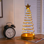 Shenzhi Tech LED Spiral Star Tree Light with Warm White Twinkling & Golden Star Topper - Modern Metal /Outdoor Tabletop Christmas Wedding Party Decor, Plug-Free Portable Spiral Lamp (AA Not House Of Avana