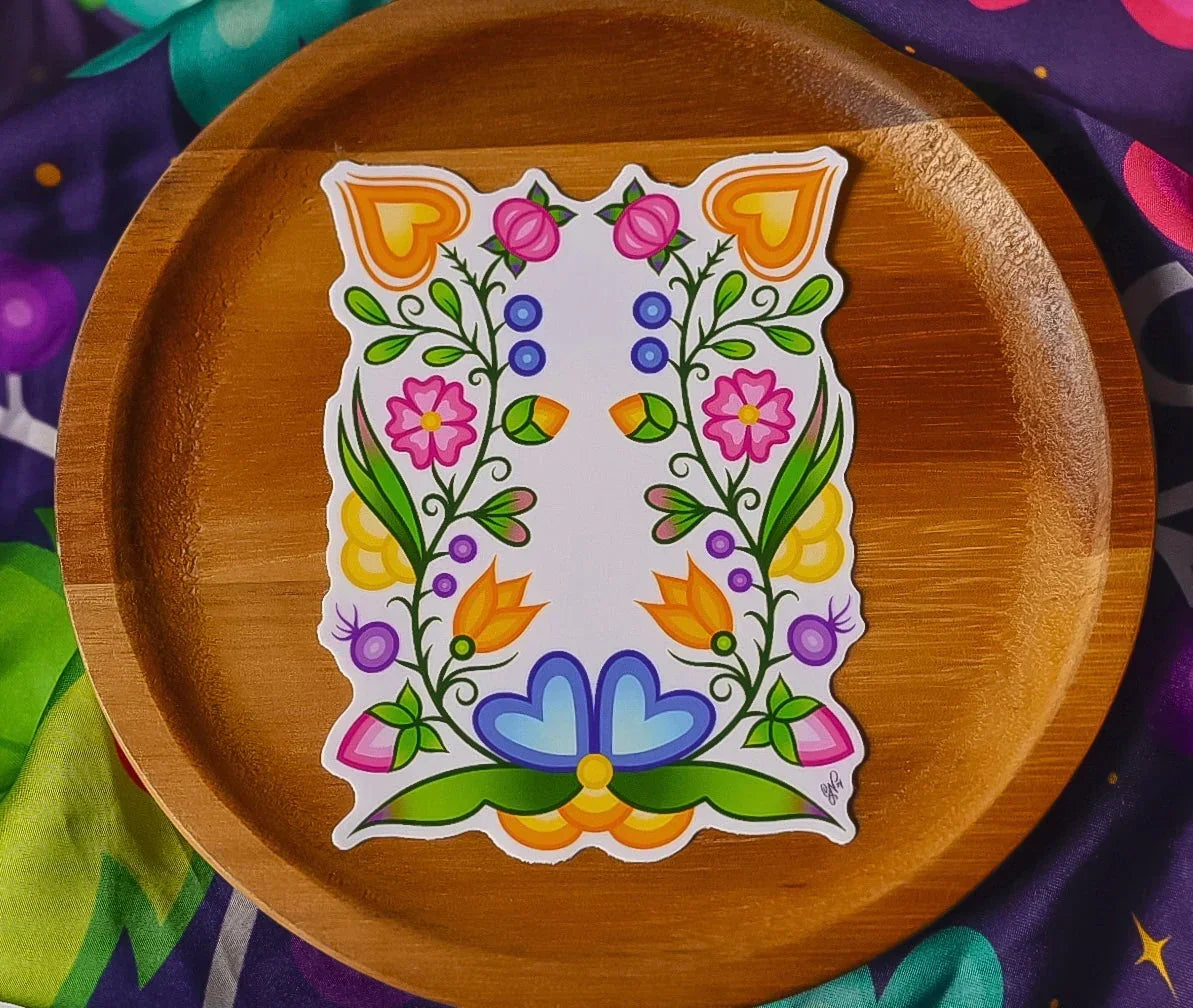 Water Flower Pattern Sticker Bizaanide'ewin