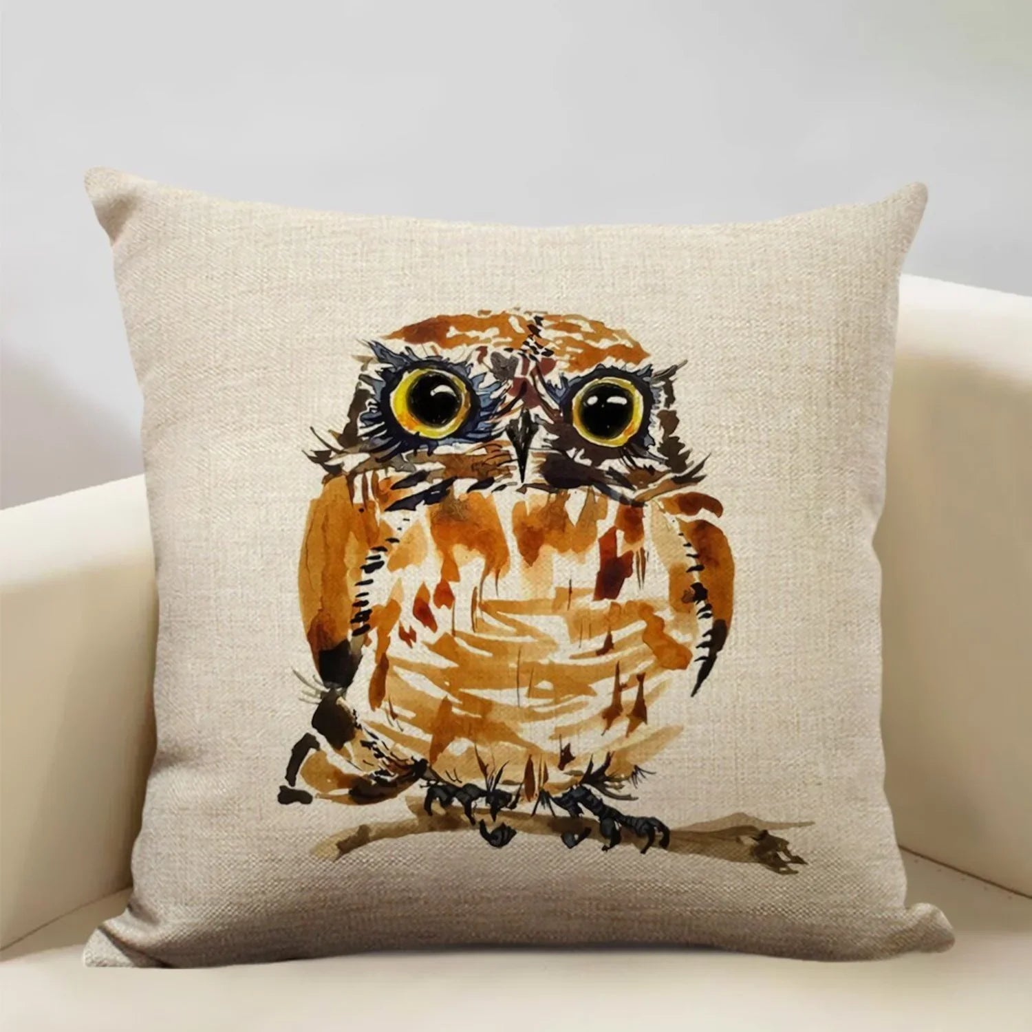 Watercolor Owl Print Cushion Cover - House Of Avana