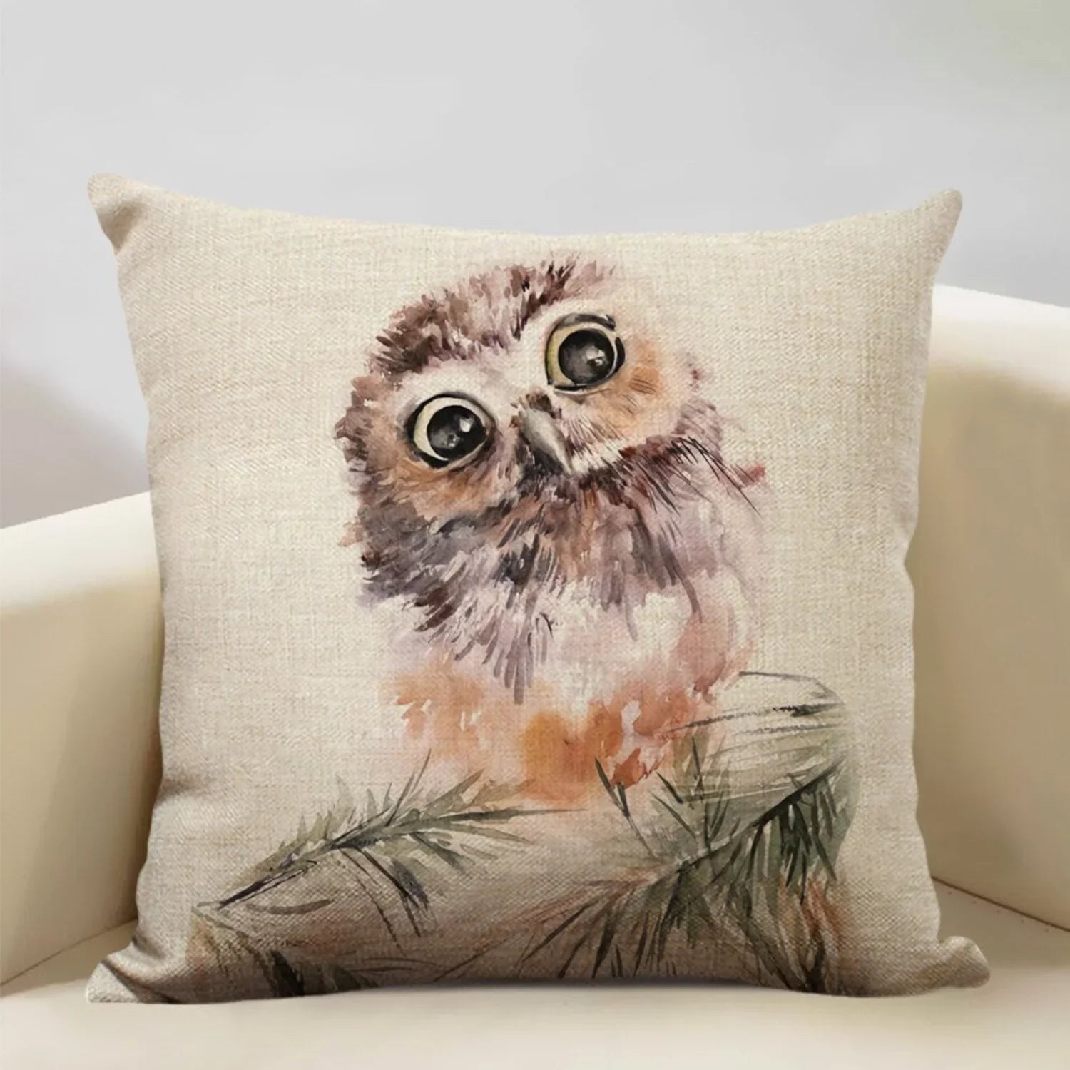 Watercolor Owl Print Cushion Cover - House Of Avana