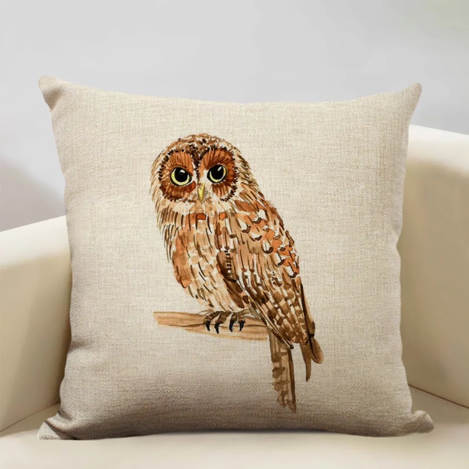 Watercolor Owl Print Cushion Cover - House Of Avana