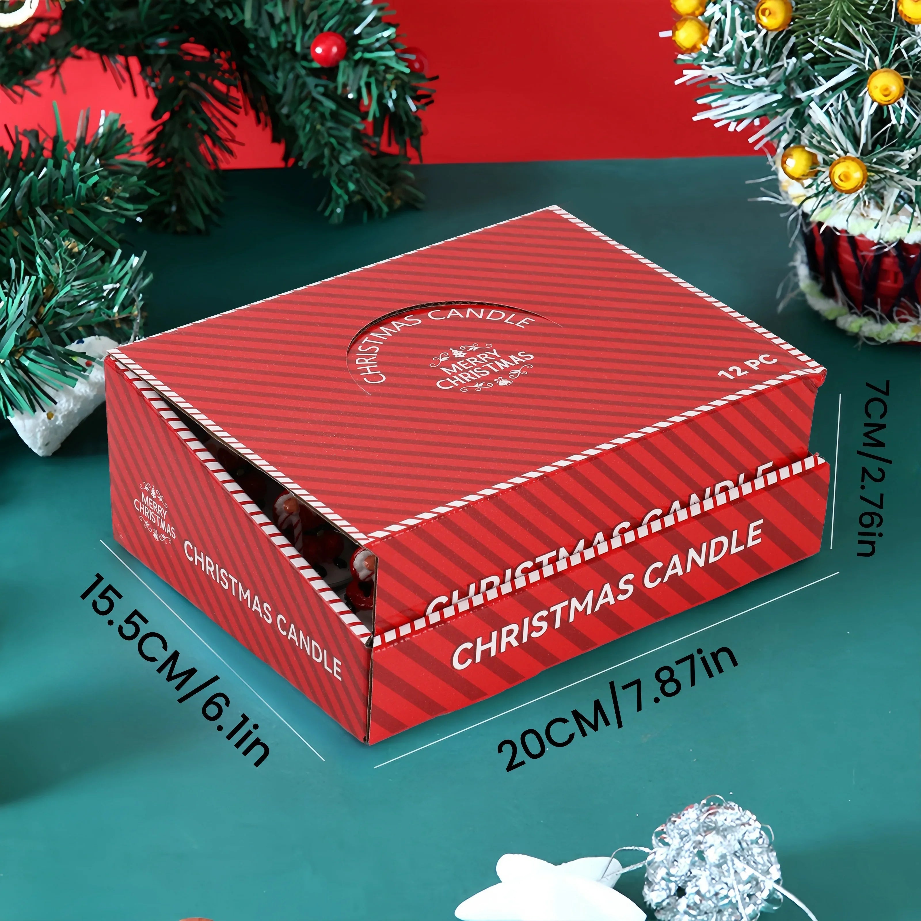 Wax Christmas Candles with Santa and Snowman Designs in Red and White, top view - House Of Avana