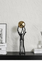 Golden Ball Weightlifter Figures Statue Desk Decoration Ornaments Abstract Character Metal Sculpture Room Aesthetic Decor - House Of Avana