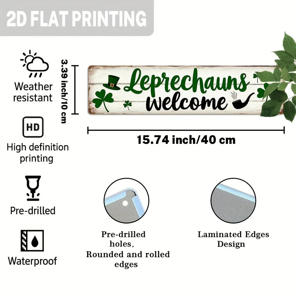 Welcome Sign - Rustic Metal Leprechaun Wall
