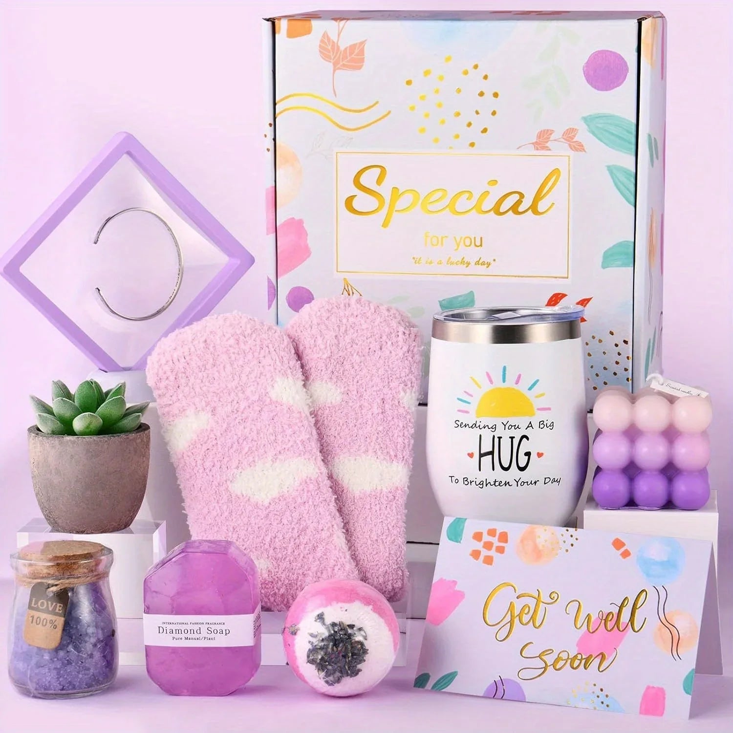 Get Well Soon Gifts for Women - Get Well Soon Gifts Basket Card, Thinking of You Gifts for Friends Women Mom Her (Teal) House Of Avana