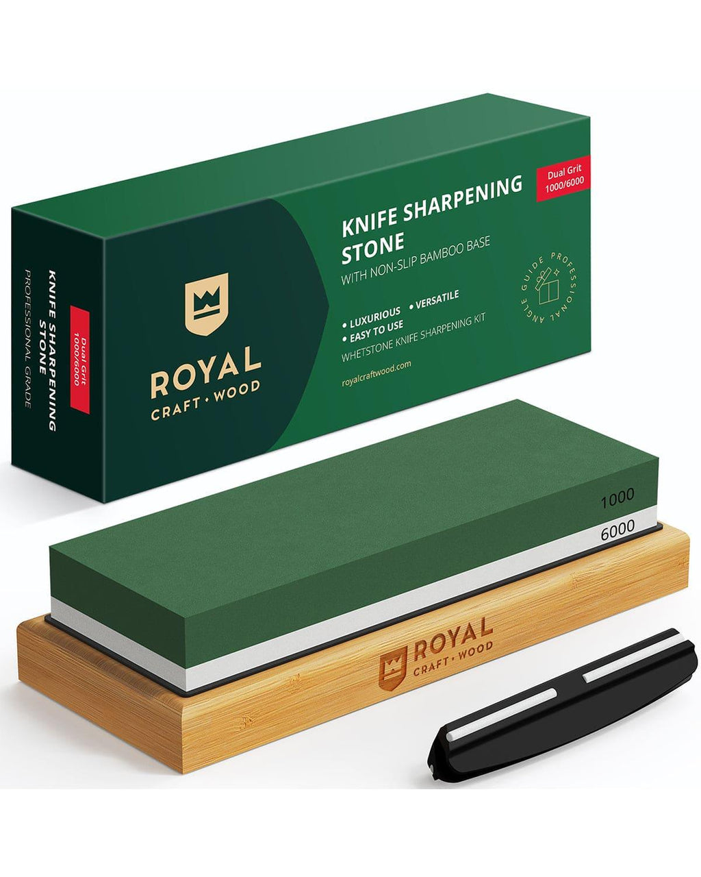 Whetstone Knife Sharpening Kit, White/Green Royal Craft Wood