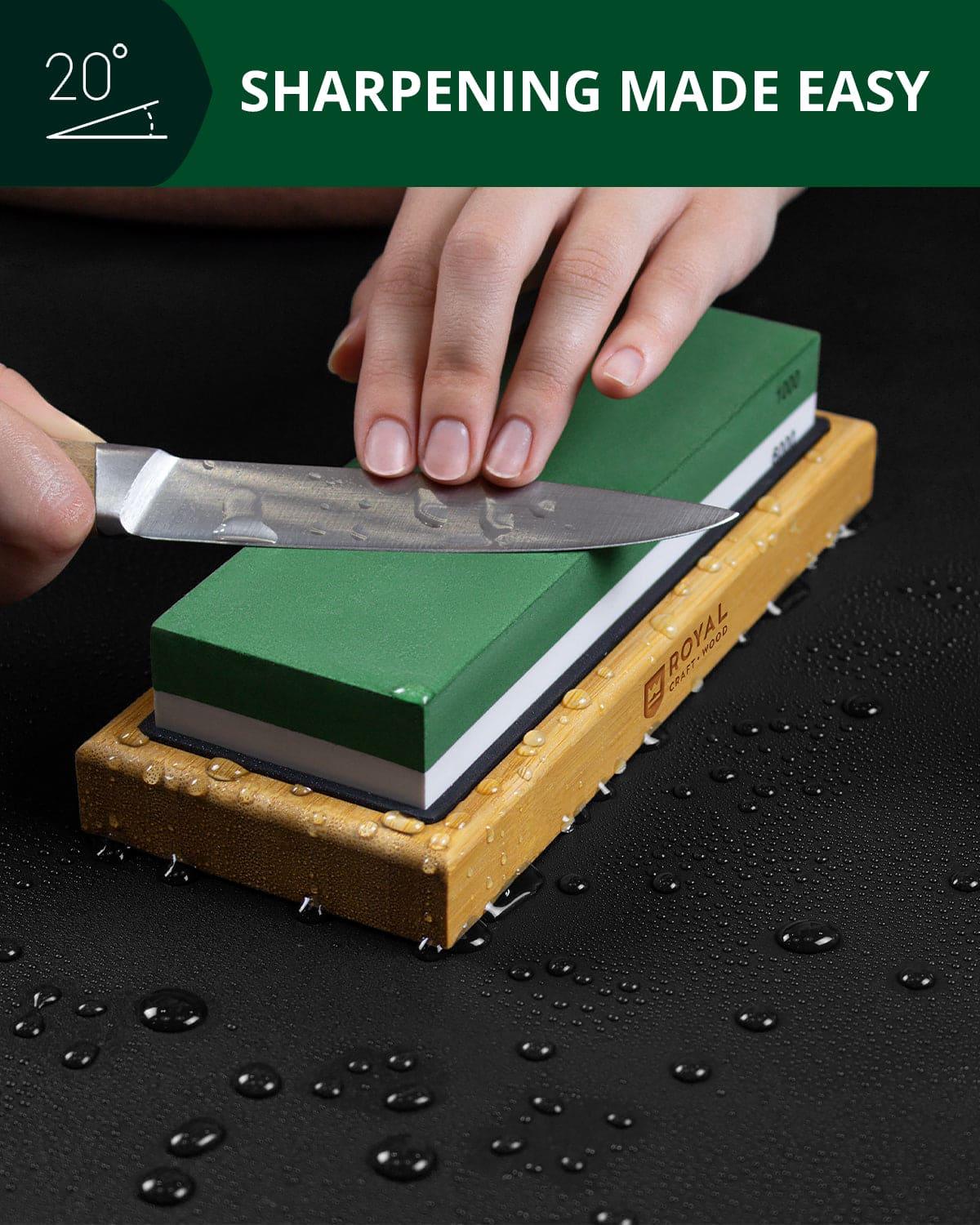 Whetstone Knife Sharpening Kit, White/Green Royal Craft Wood