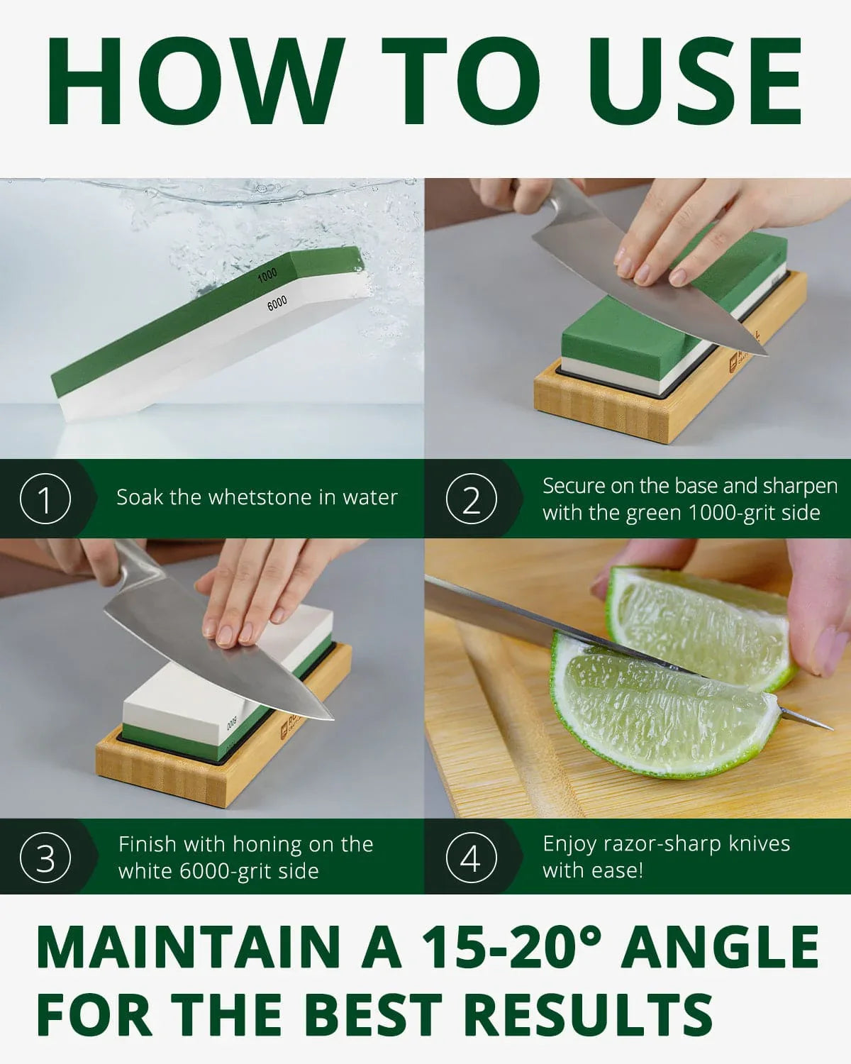 Whetstone Knife Sharpening Kit, White/Green Royal Craft Wood