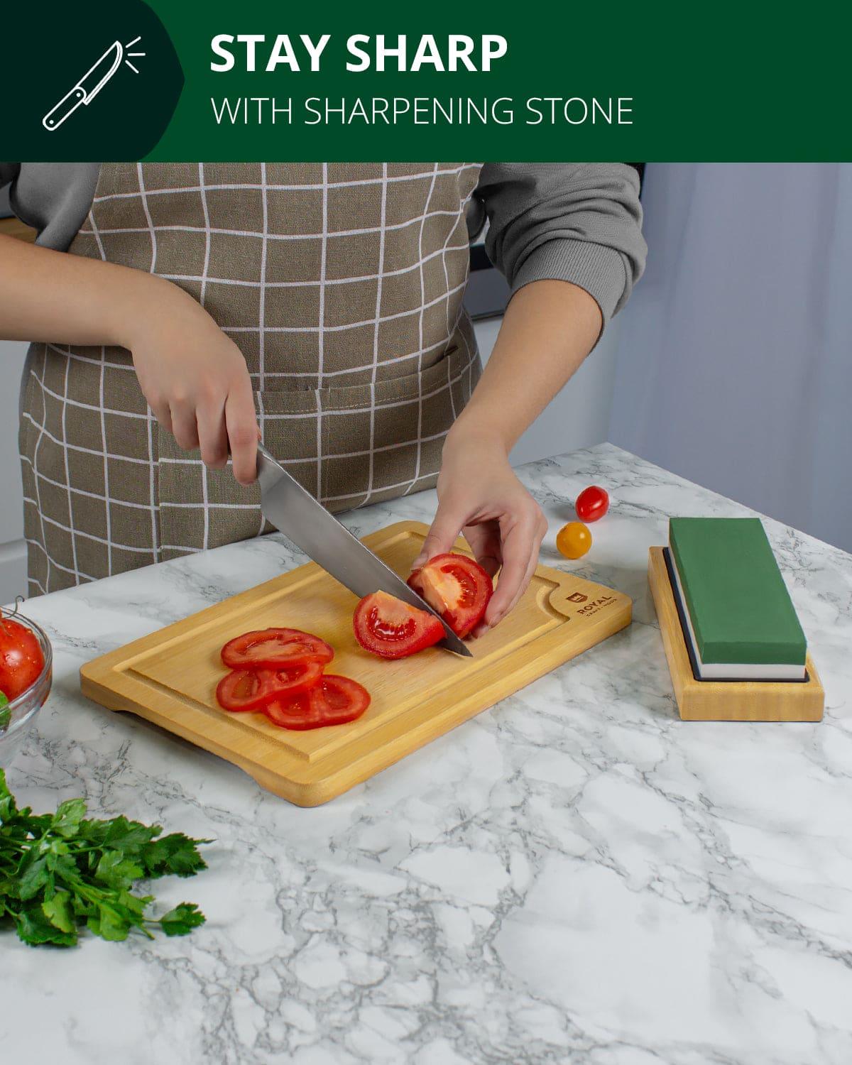 Whetstone Knife Sharpening Kit, White/Green Royal Craft Wood
