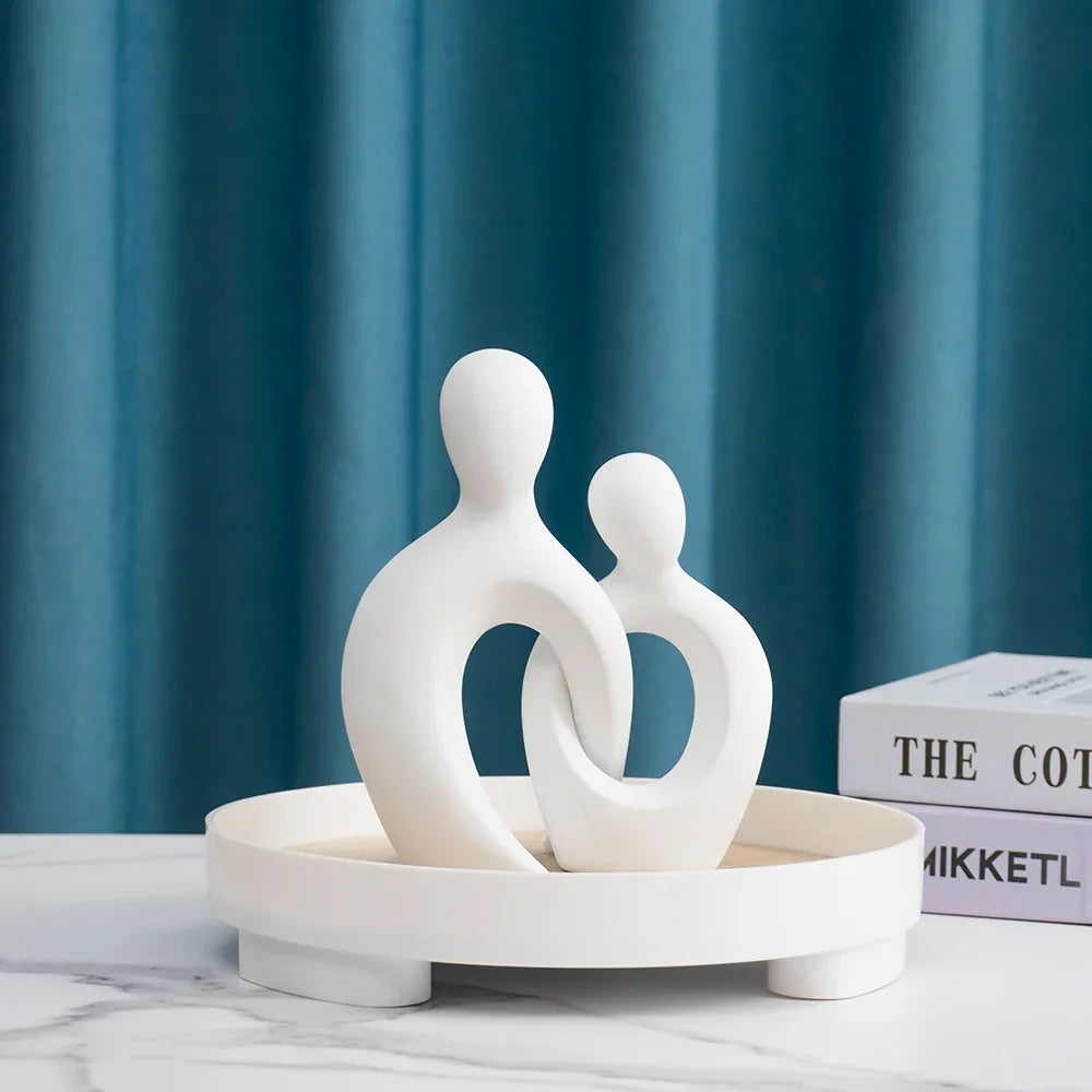 Abstract Couple Figurine - White Wedding Sculpture, top view - House Of Avana