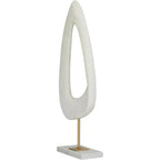 White abstract sculpture on marble base, modern decorative accent - House of Avana