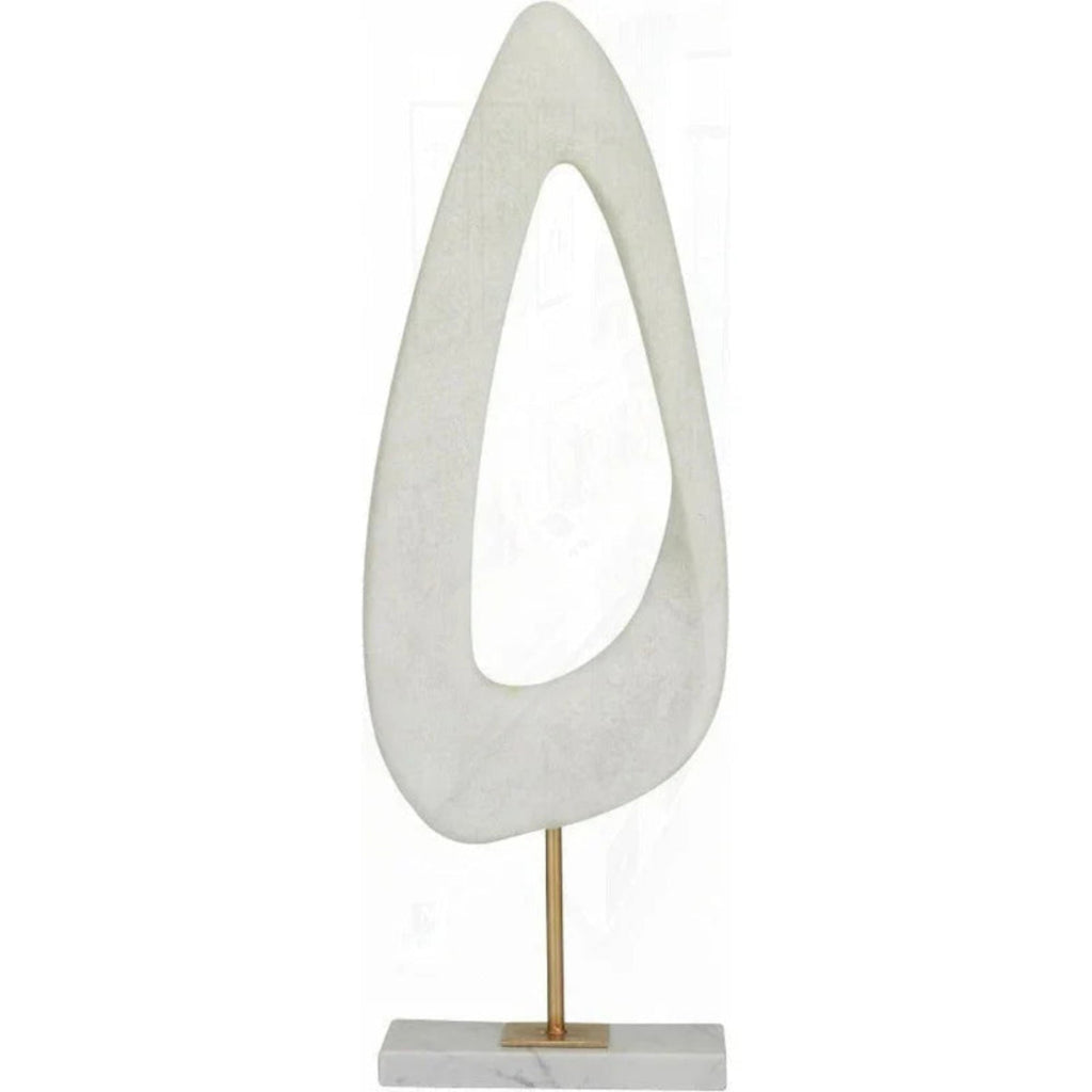White abstract sculpture on marble base, modern decorative accent - House of Avana