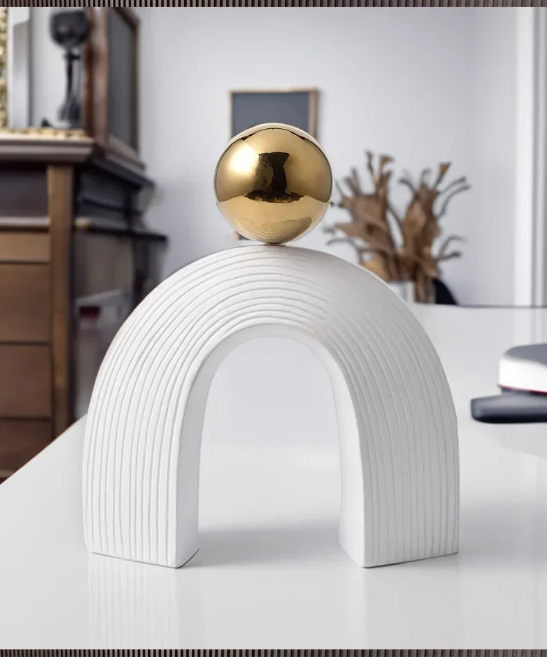 Abstract Art - U-shaped Arch White Modern, angled view - House Of Avana