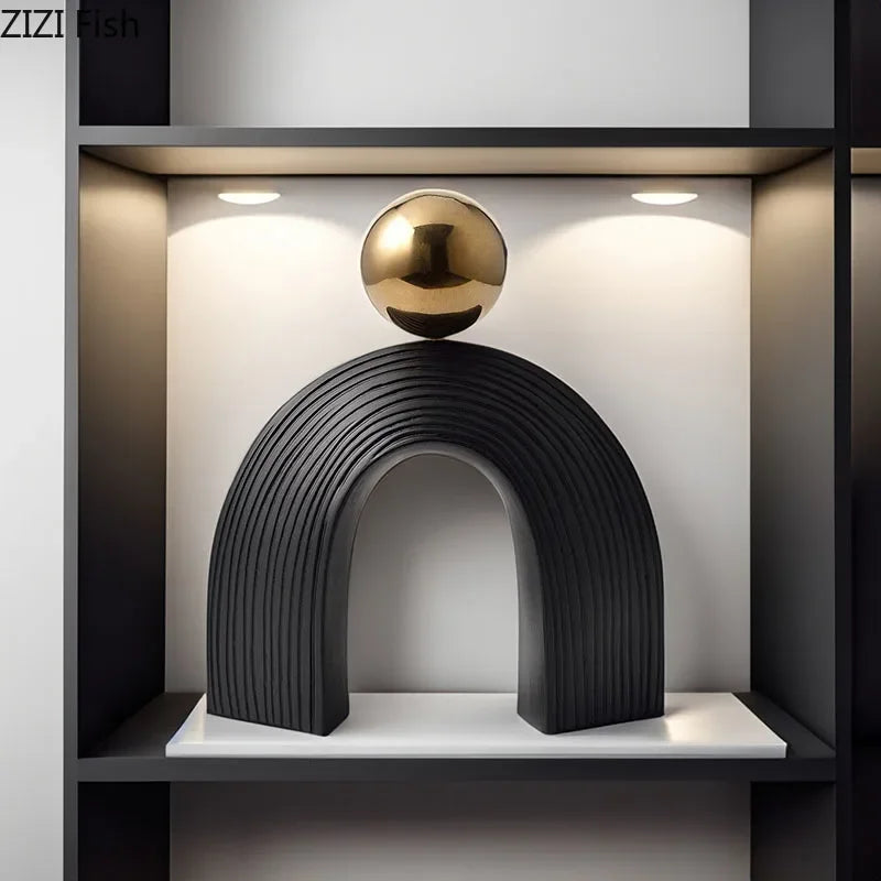 Abstract Art - U-shaped Arch White Modern, back view - House Of Avana