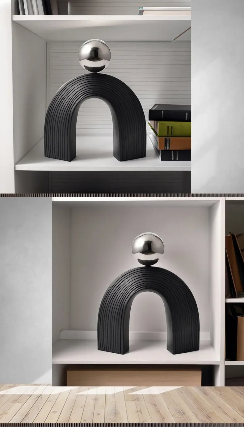 Abstract Art - U-shaped Arch White Modern, dimensions view - House Of Avana