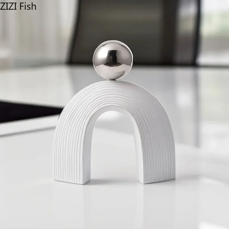 Abstract Art - U-shaped Arch White Modern, side view - House Of Avana