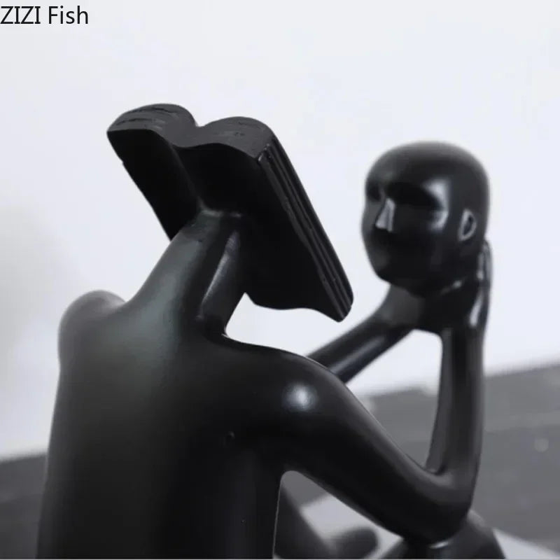 Abstract Desk Figure - Modern White Sculpture, side view - House Of Avana