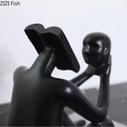 Abstract Desk Figure - Modern White Sculpture, side view - House Of Avana