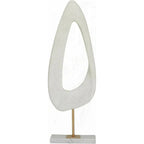White Abstract Sculpture with Marble Stand - House Of Avana
