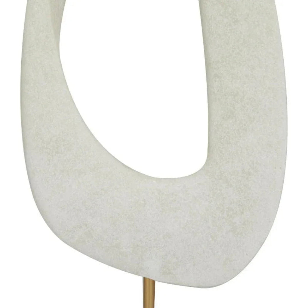 White Abstract Sculpture with Marble Stand - House Of Avana