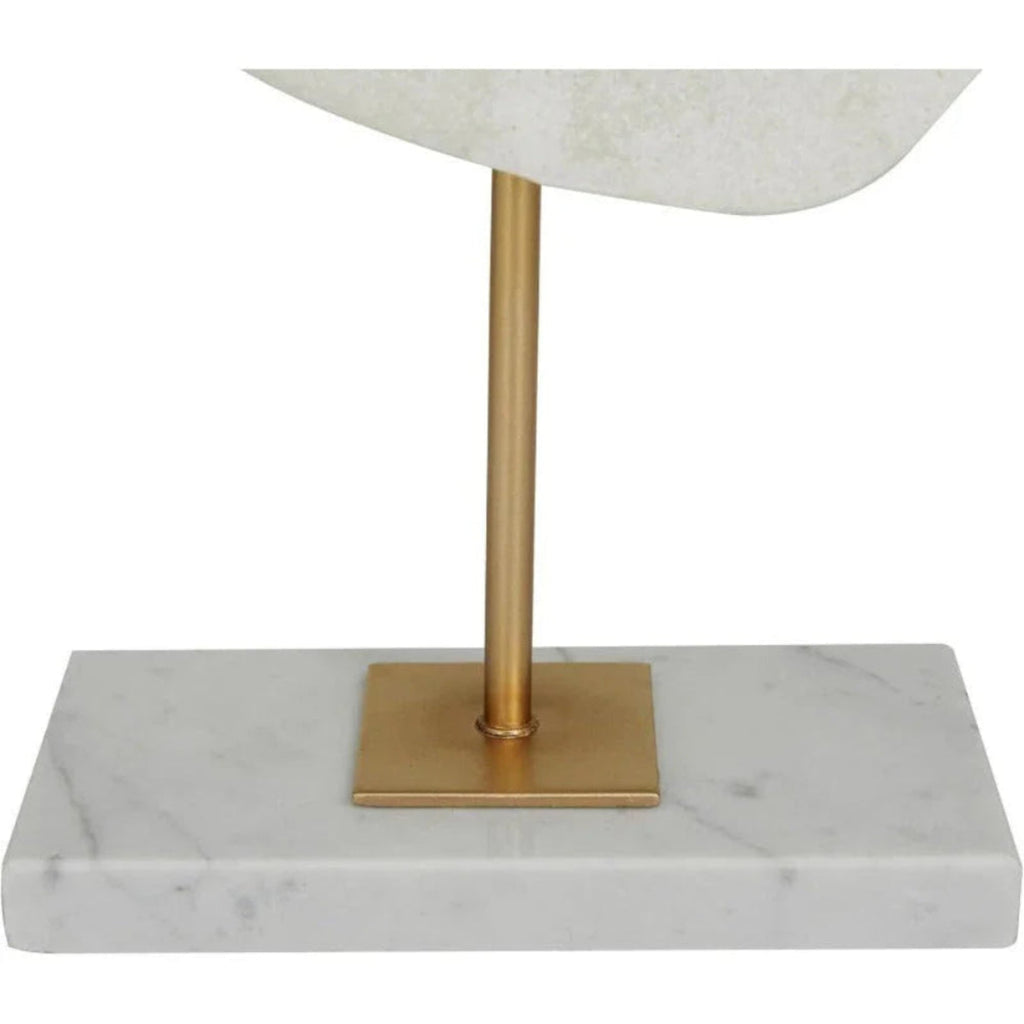 White Abstract Sculpture with Marble Stand - House Of Avana