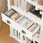 Fultru 71.8" Tall White Bookshelf with Drawers & 5-tier Adjustable Shelves - Heavy-duty Modern Bookcase... - House Of Avana