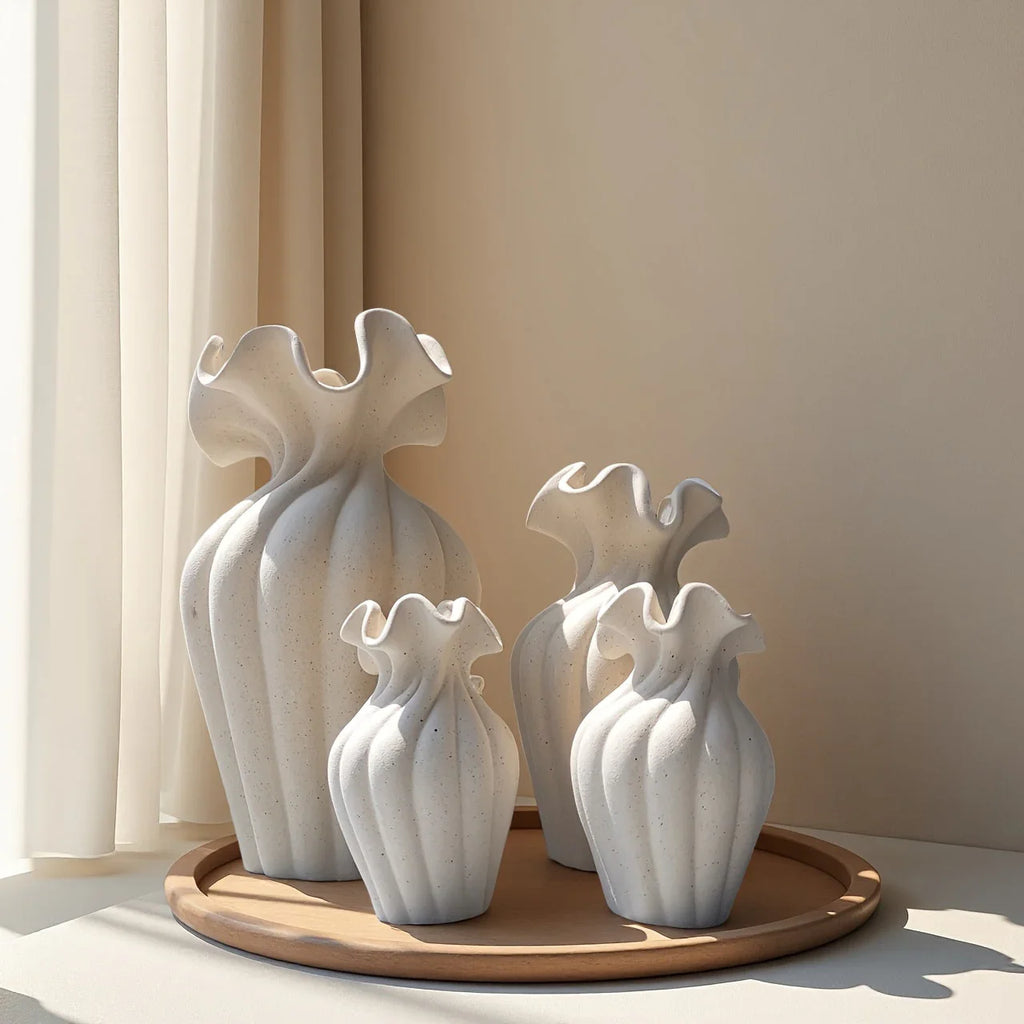 Ceramic Vase Set, White and Beige, Large, Medium and Small Sizes, product packaging - House Of Avana