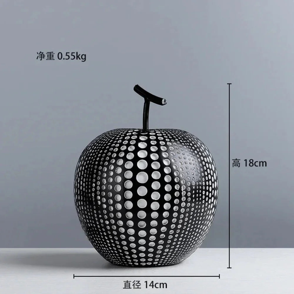 White & Black Apple Pear Statue - Abstract Fruit Decor - House Of Avana