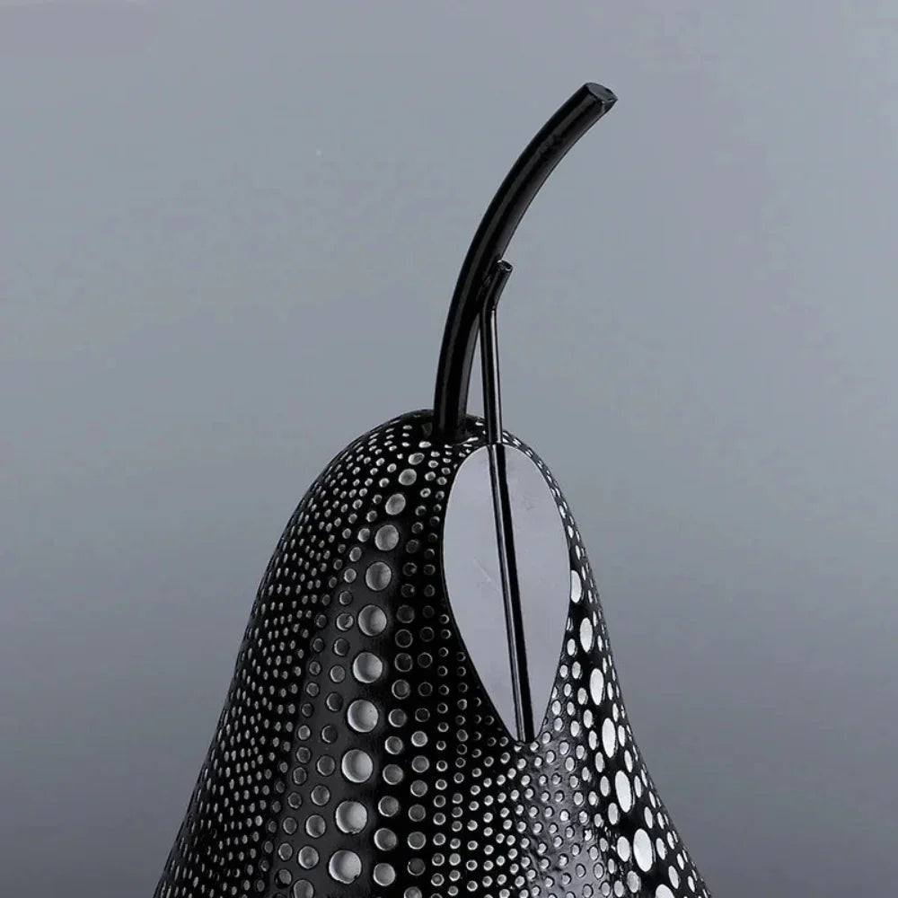 White & Black Apple Pear Statue - Abstract Fruit Decor - House Of Avana