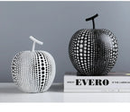 White & Black Apple Pear Statue - Abstract Fruit Decor - House Of Avana