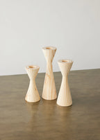 Geo Tealight Wooden Candle Holder White, Black, Natural, front view - House Of Avana