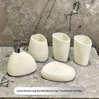 S Ceramic Bathroom Set: Soap Dispenser, Toothbrush Holder, Soap Dish, and Toothbrush Cup - Minimalist... - House Of Avana