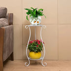 Metal Double-layer Plant Stand, White & Black, Lightweight and Durable, product packaging - House Of Avana