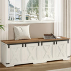 59" Storage Chest, Extra Large Storage Trunk with Safety Hinges, Farmhouse Wooden Box Bench, Lift-top... - House Of Avana