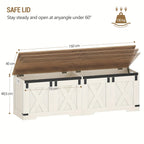 59" Storage Chest, Extra Large Storage Trunk with Safety Hinges, Farmhouse Wooden Box Bench, Lift-top... - House Of Avana