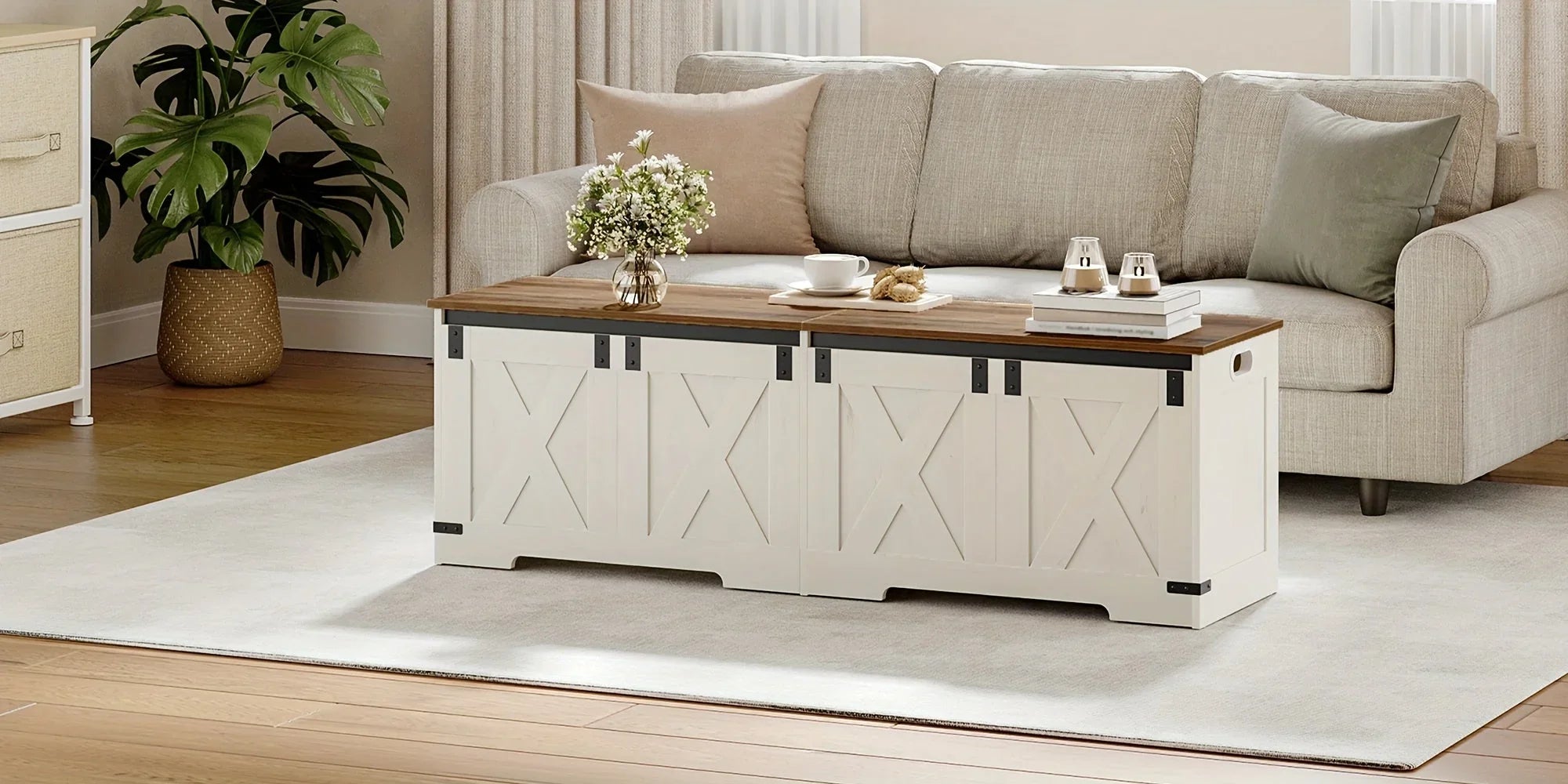 59" Storage Chest, Extra Large Storage Trunk with Safety Hinges, Farmhouse Wooden Box Bench, Lift-top... - House Of Avana