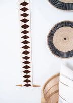 Balance Bogolan Wall Totem in White with Brown Diamonds, lifestyle image - House Of Avana