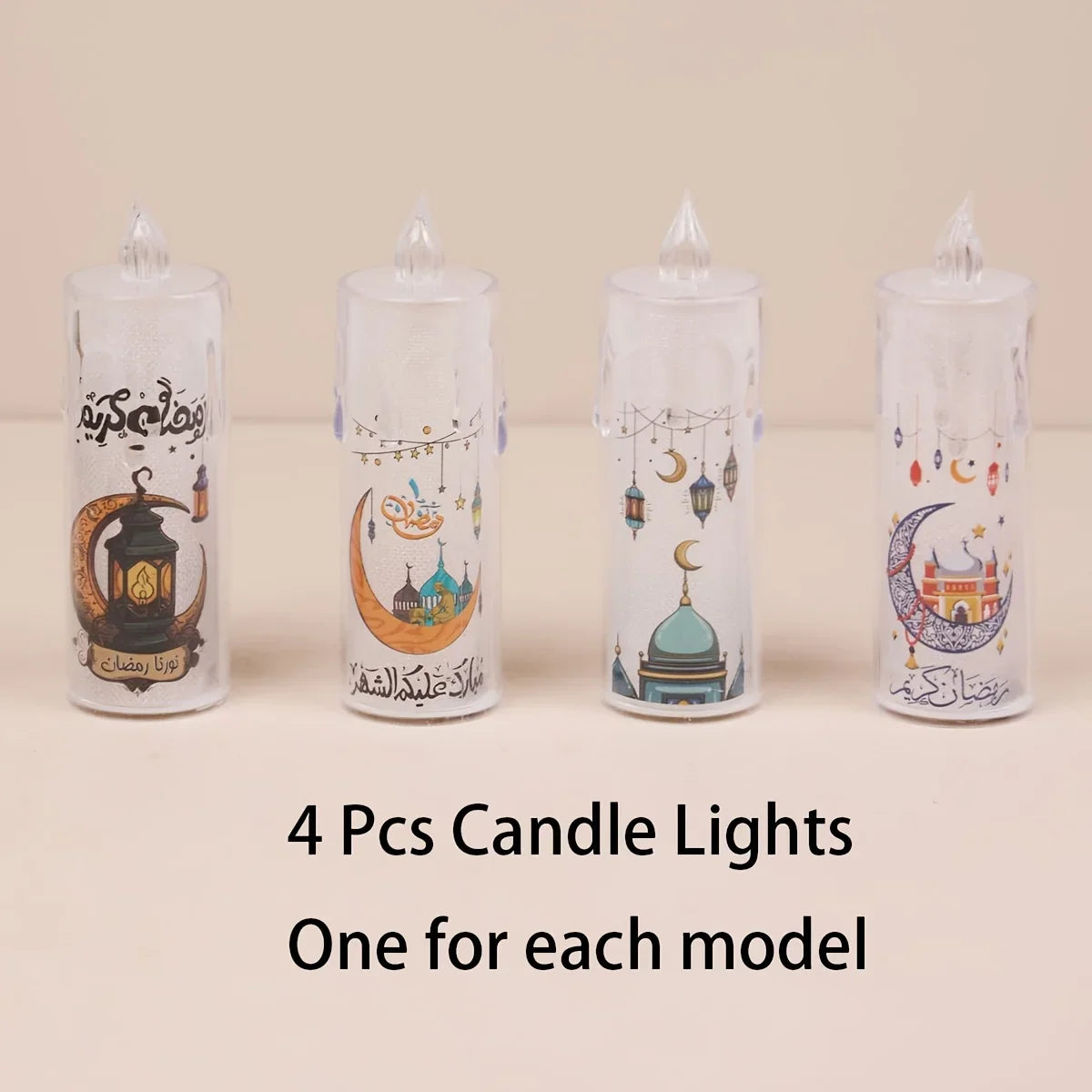 Led Candle Set - Warm White Ramadan Lights, close-up view - House Of Avana