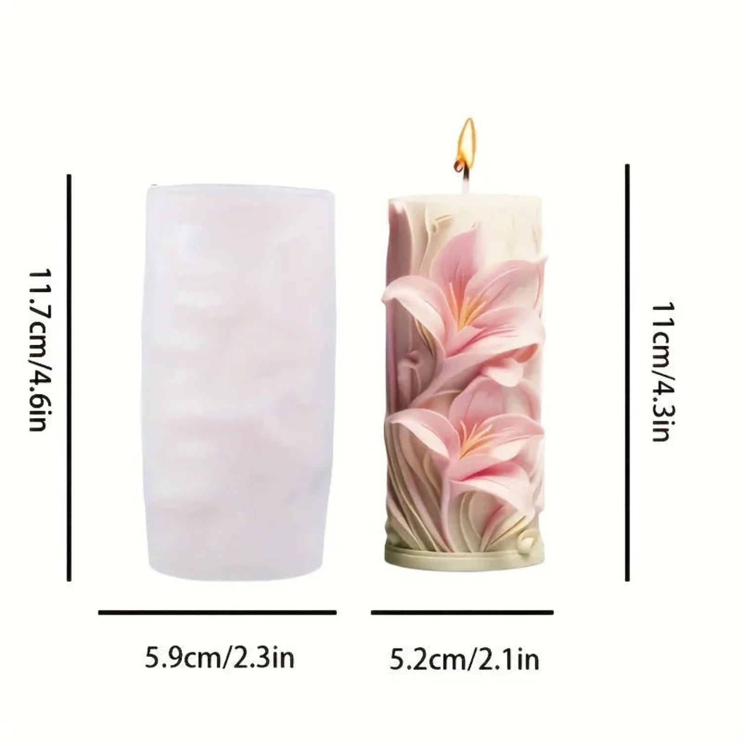 Candle Mold - Tulip Shaped White, angled view - House Of Avana