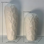 White ceramic vase with stone pattern, geometric design - House of Avana