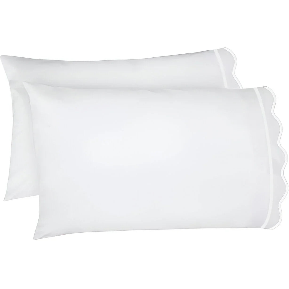 400TC Cotton Scallop Embroidery & Border Sateen Solid Pillowcases (Set Of 2) PushpLinen