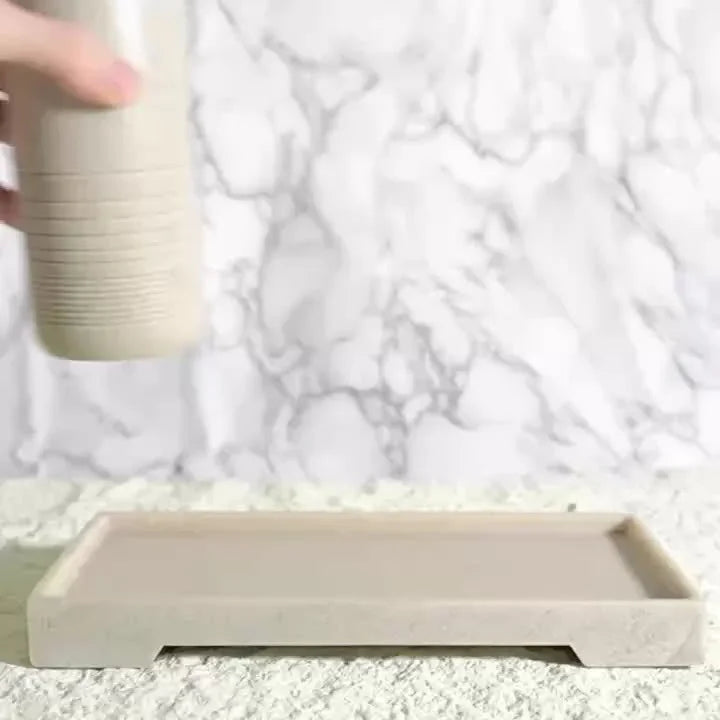 White Crystal Sandstone Beige Gray Sandstone Featured Bathroom Four-Piece Set Lotion Bottle Toothbrush Holder Swab Box Tray House Of Avana