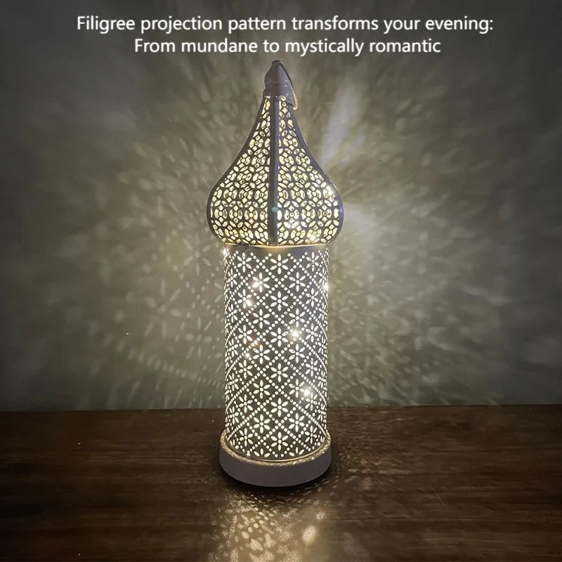 Christmas Decoration Led Illuminated Wind Lantern Iron Art Ornament, New Moroccan White Iron Hollow... - House Of Avana